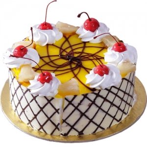 Round Pineapple Cake N Cherry