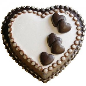 Double Heart On Chocolate Cake