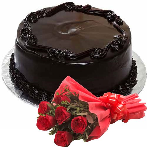 6-red-roses-n-choco-cake