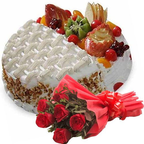 6-red-roses-n-fruit-cake