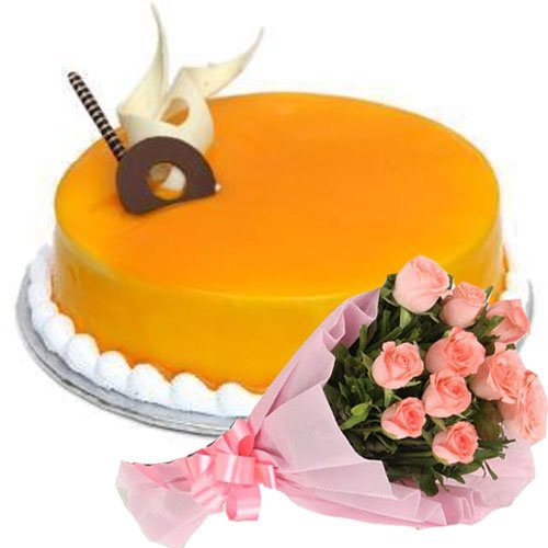 mango-cake-n-12-pink-roses