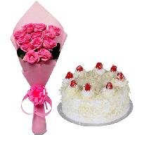White Forest Cake 10 Pink Rose