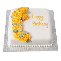 Yellow Roses Fondant Cake