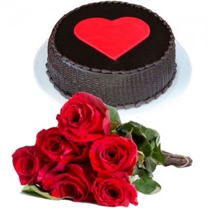 Heart Cake 6 Roses