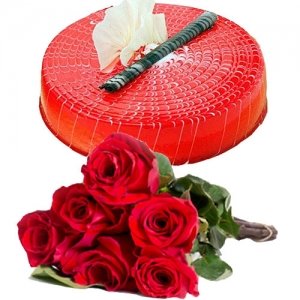 Redvelvet Cake 6 Roses