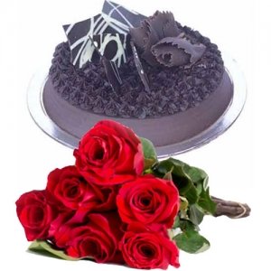 Fudge Brownie Cake 6 Roses