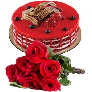 Redvelvet Cherry Cake 6 Roses