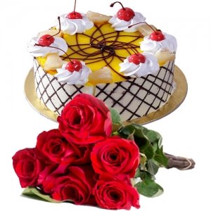 Pineapple Cake 6 Roses